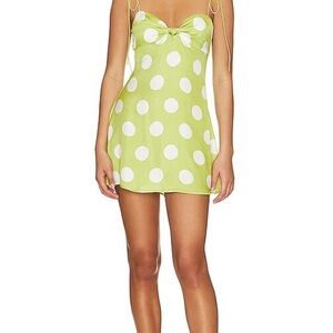 For Love And Lemons Lime Polka Dot Chemise